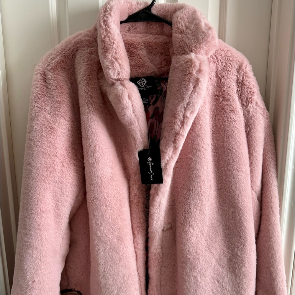 Brianna Cannon faux fur coat